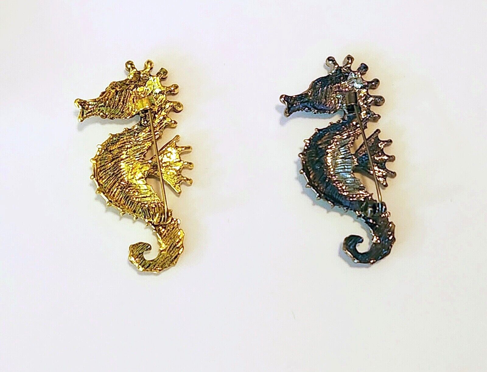 CHOICE of 2 BRILLIANT RHINESTONE SEAHORSE SEA HORSE BROOCH PIN 2.75″