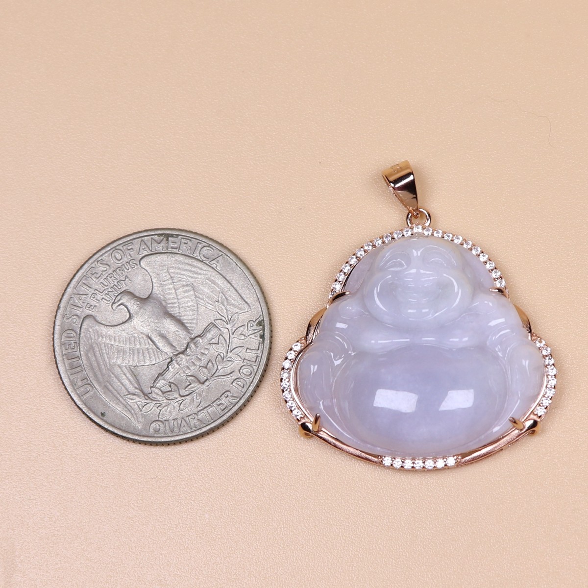 Certified Green jade jadeite Maitreya Buddha pendant 925 Silver inlay 38566a 佛公