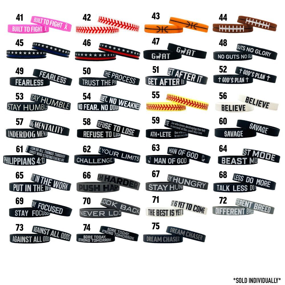 MOTIVATIONAL WRISTBANDS – Wear Your Motivation! 75 Options – 3 Sizes!