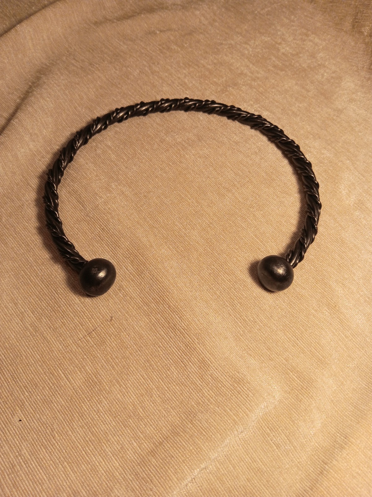 Antiqued Silver Titanium Coated Twisted Metal Torc 6.5 Inch Diameter
