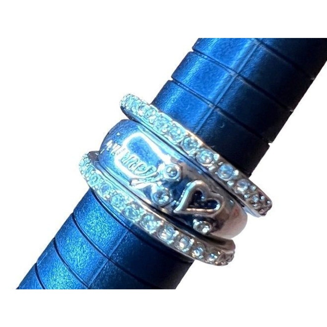 Rings Set of three stackable silver plated with engraved message Sz 8 1/2