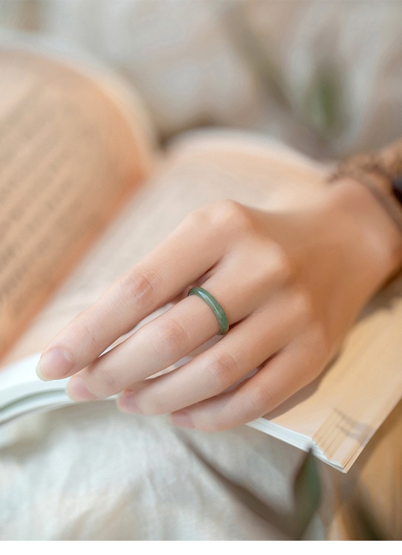 A Grade Natural Bean Type Jade Ring Fashion Accessory With Authentic Certificate