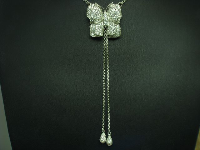 925 Sterling Silver Necklace With Set Zircons / Real Silver / 42.5cm/20.3g