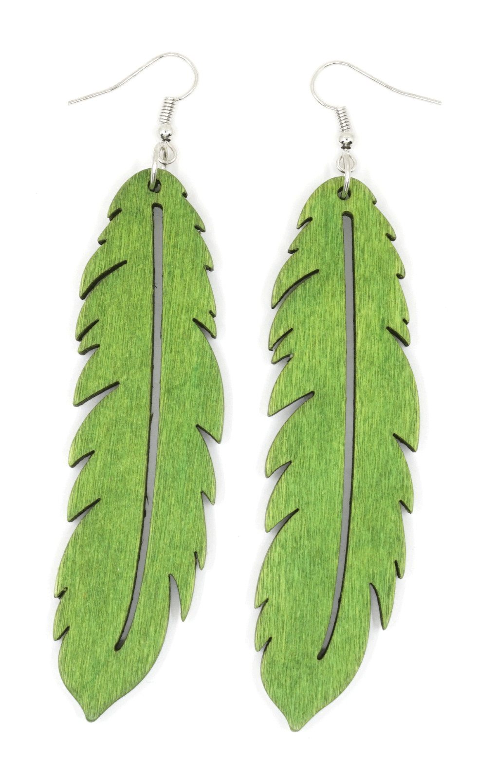 TB 4 inches Feather Shape Light Weight Women Fashion Jewelry Wooden Drop Earring