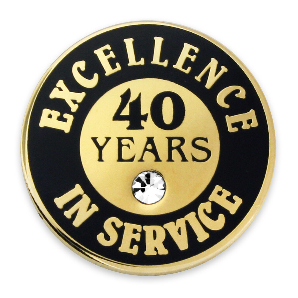 PinMart’s Gold Plated Excellence in Service 40 Year Award Lapel Pin