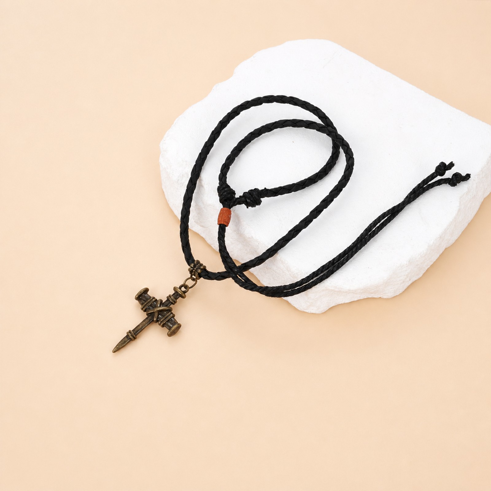 Men’s Retro Tribal Viking Axe PU Leather Cord Necklace for Punk Street Wear