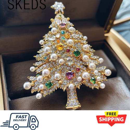 Vintage Crystal Baroque Christmas Tree Brooch Pin Jewelry Gift Accessories New