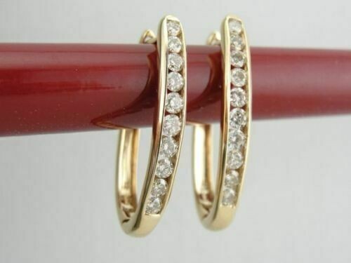 1.50 Ct Round Cut Moissanite Fancy Women’s Hoop Earrings 14K Yellow Gold Plated