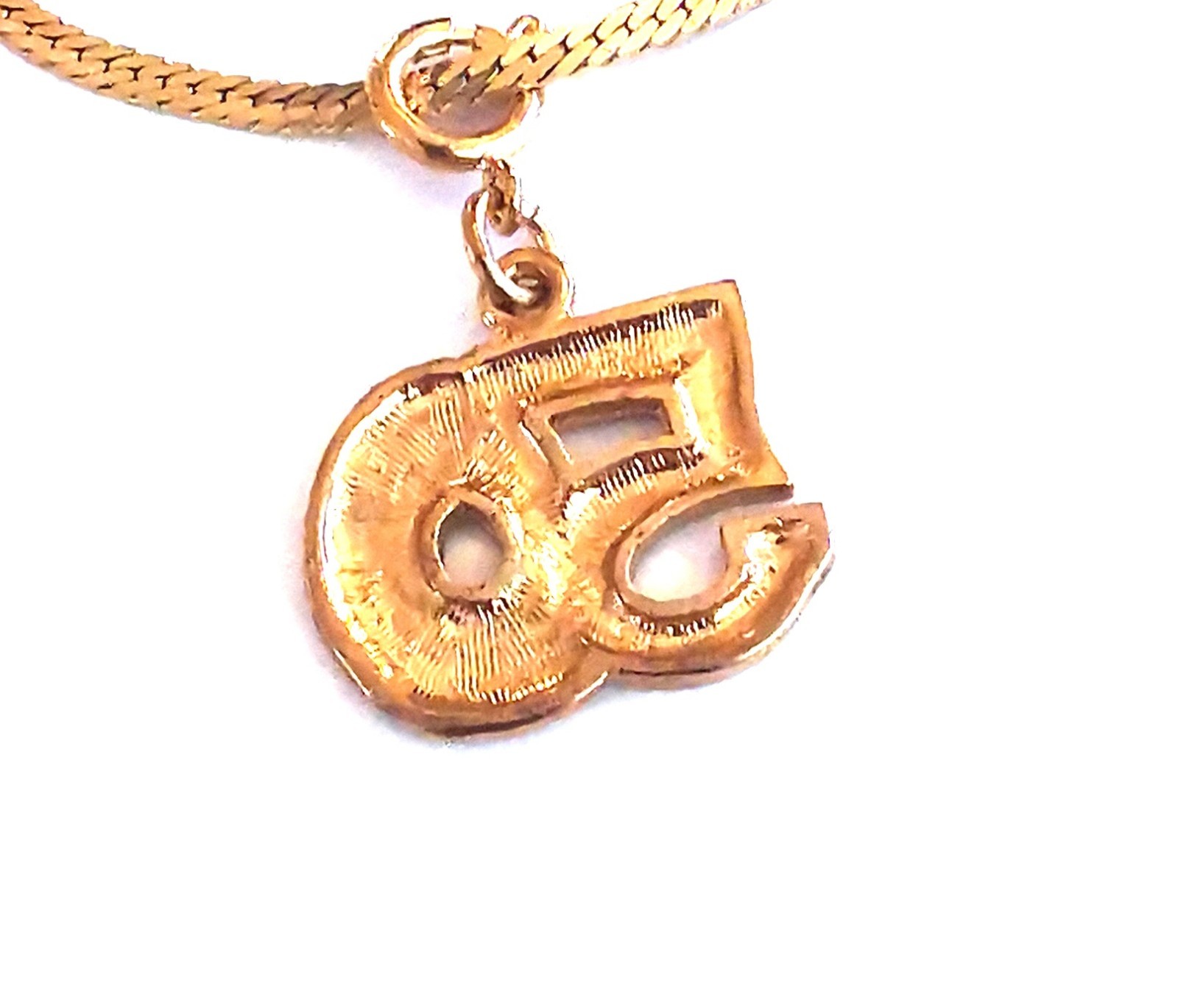 Gold Plated ’50’ Charm And Herringbone Chain Bracelet Great Gift Idea
