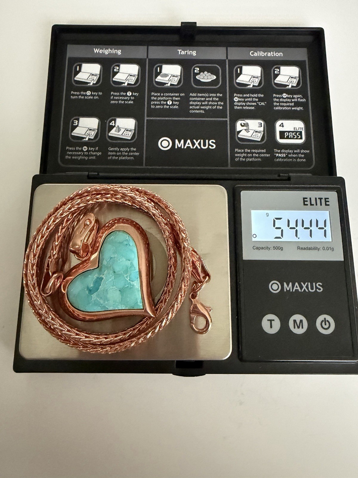 TIMNA COLLECTION Turquoise Heart Copper Enhancer with Copper Wheat Chain 18″