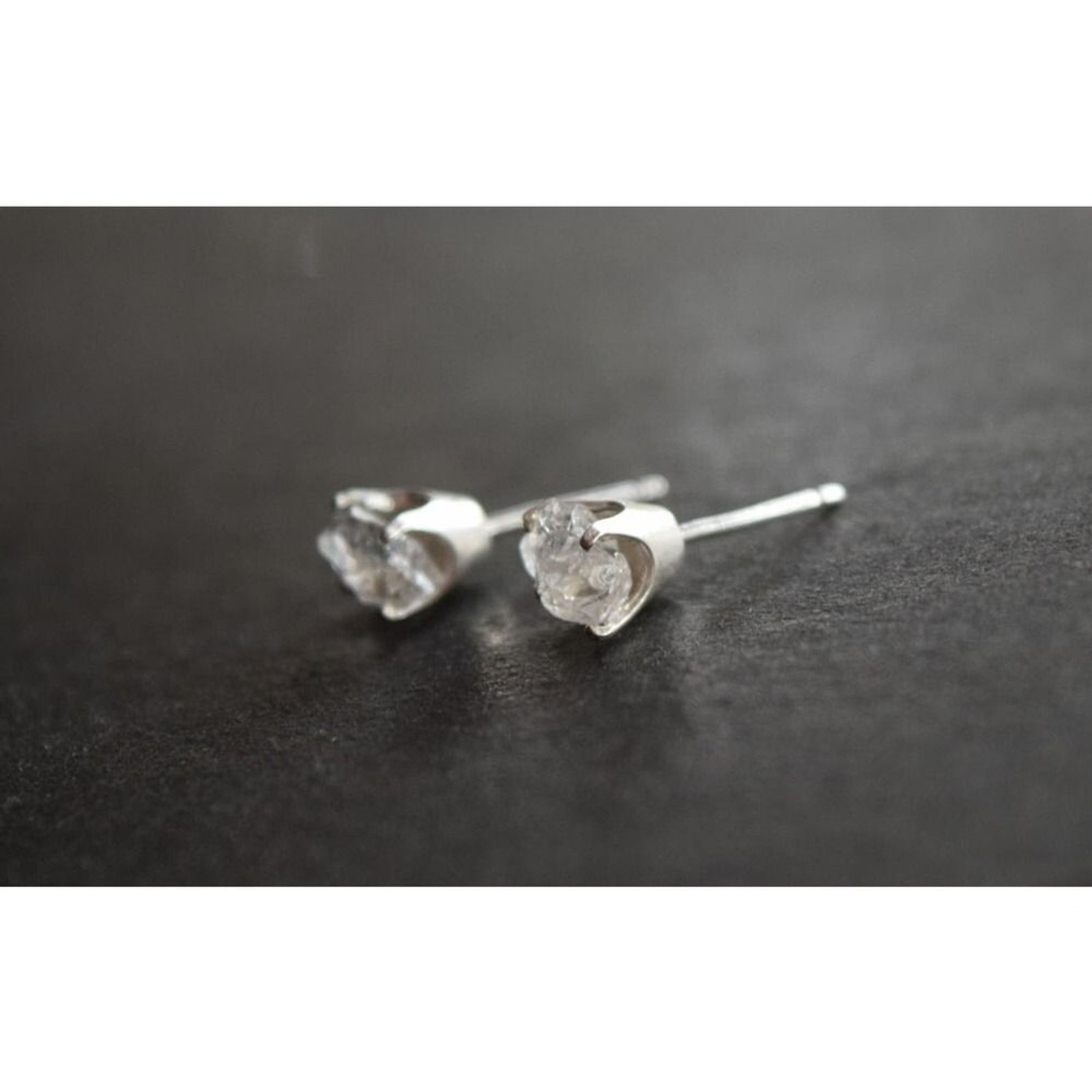 raw stone earrings, natural gemstone studs in sterling silver, crystal e…