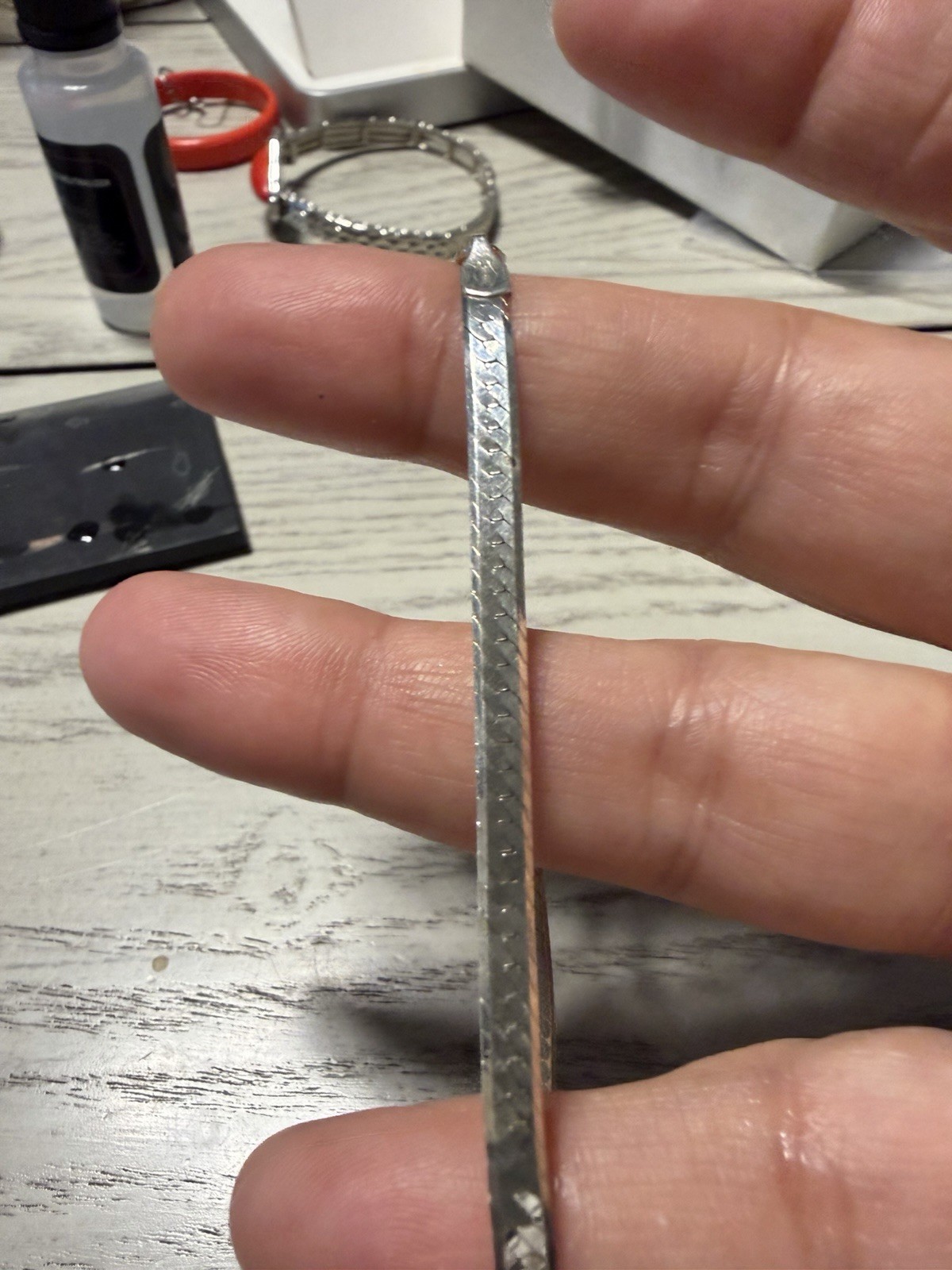 Sterling Silver Textured Hinged Bangle Bracelet 7 in Spring Ring Clasp