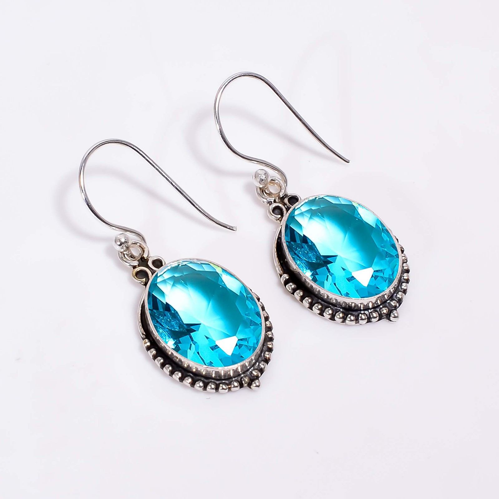 Blue Topaz 925 Sterling Silver Earring, Christmas Gift, Gift For Her E135646
