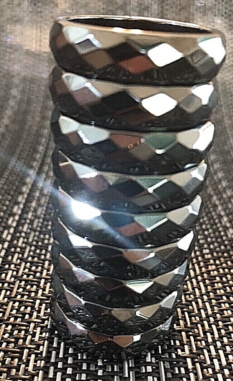 6MM WIDE MAGNETIC HEMATITE FACETED UNISEX RING SIZE 5-13 FREE SHIPPING