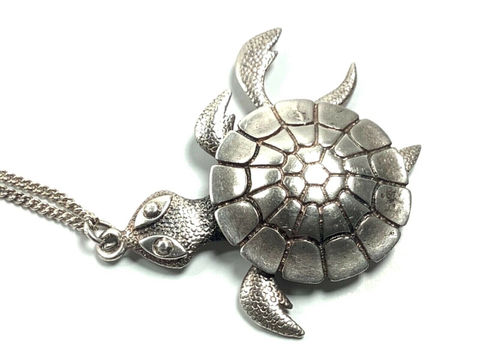 JC FERRARA Sterling Silver Articulating Turtle Pendant w/1.4mm Alpaca Chain, 20”