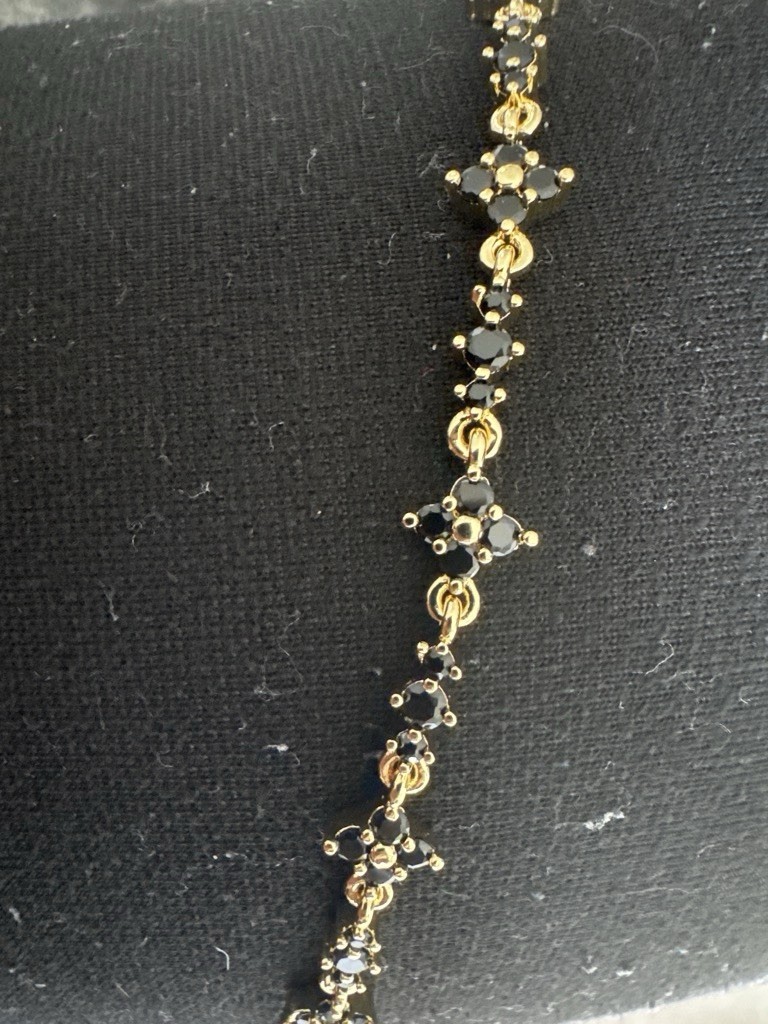 Women’s Gold Filled Black CZ Clover Bracelet Gold Tone 7.5”