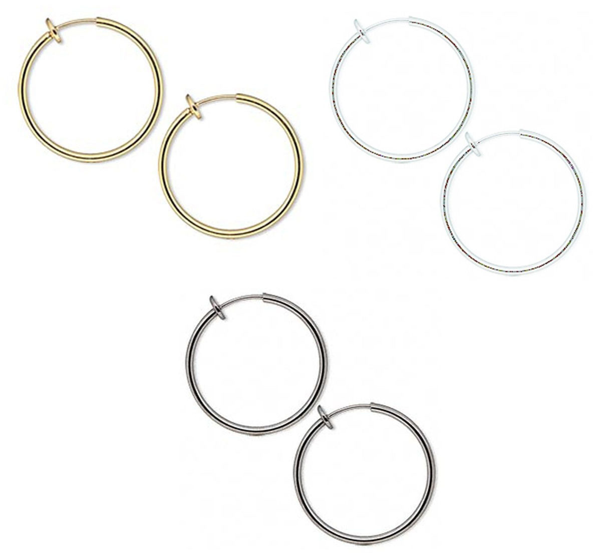 Pierced Look Clip on Hoop Earrings 1 3/8 inch With Snug Fit Spring Closure