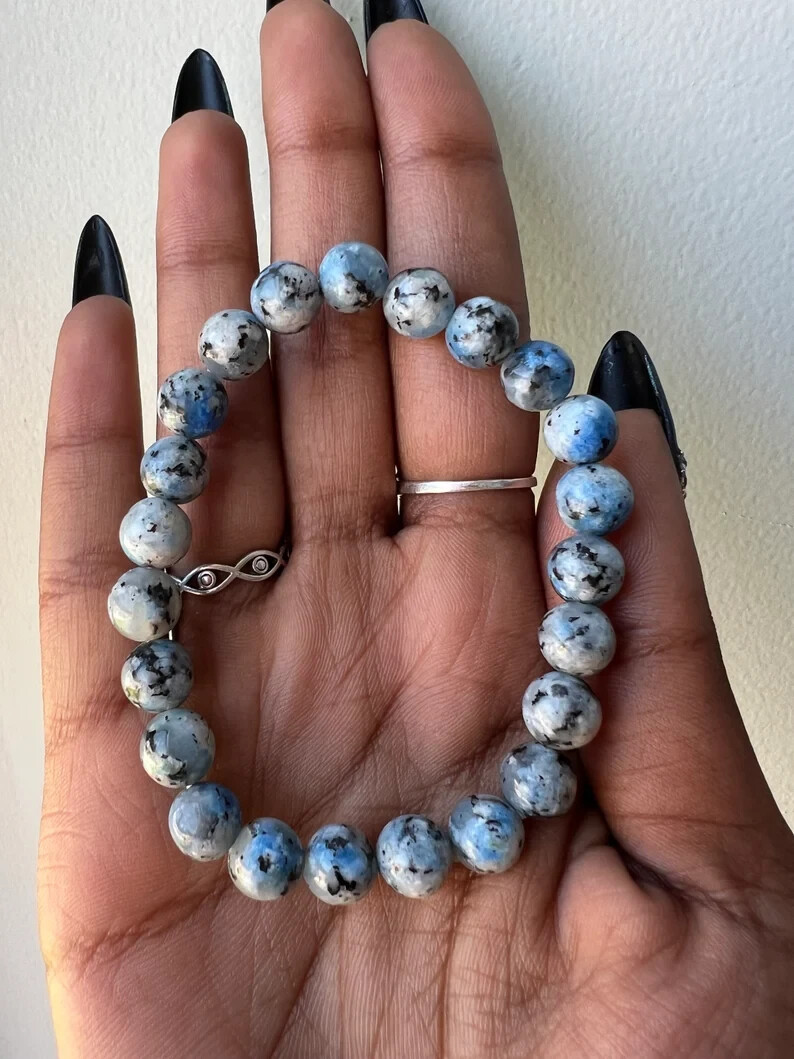 Handmade K2 Himalayan Blue Azurite 8MM Unisex Bracelet Reiki Healing Gift