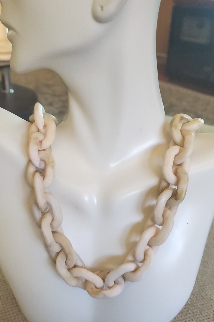 INC White Resin LargeLink Statement Necklace, 23″ + 3″ Extender