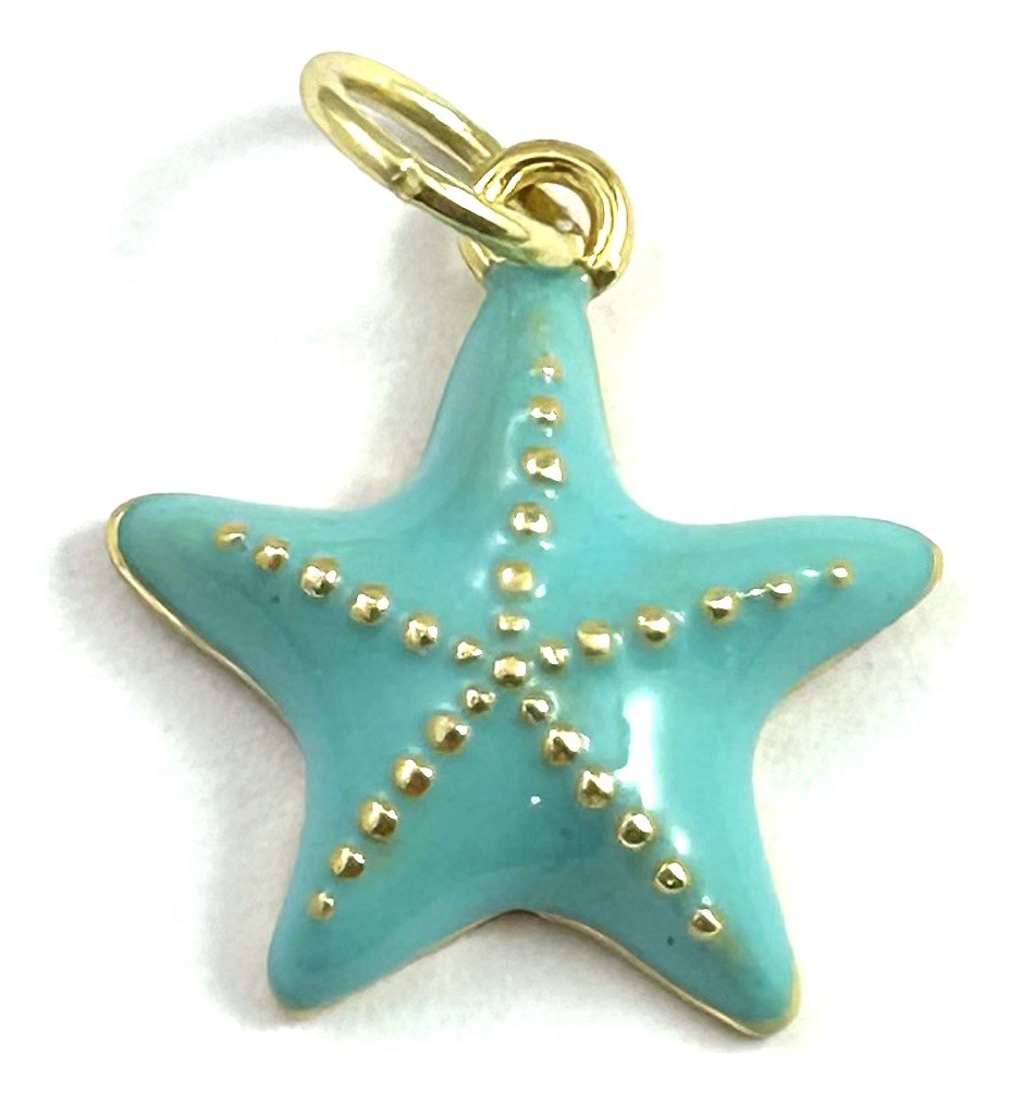 Starfish Charm Necklace Pendant Seashell Gold Plated Enamel Beach Jewelry