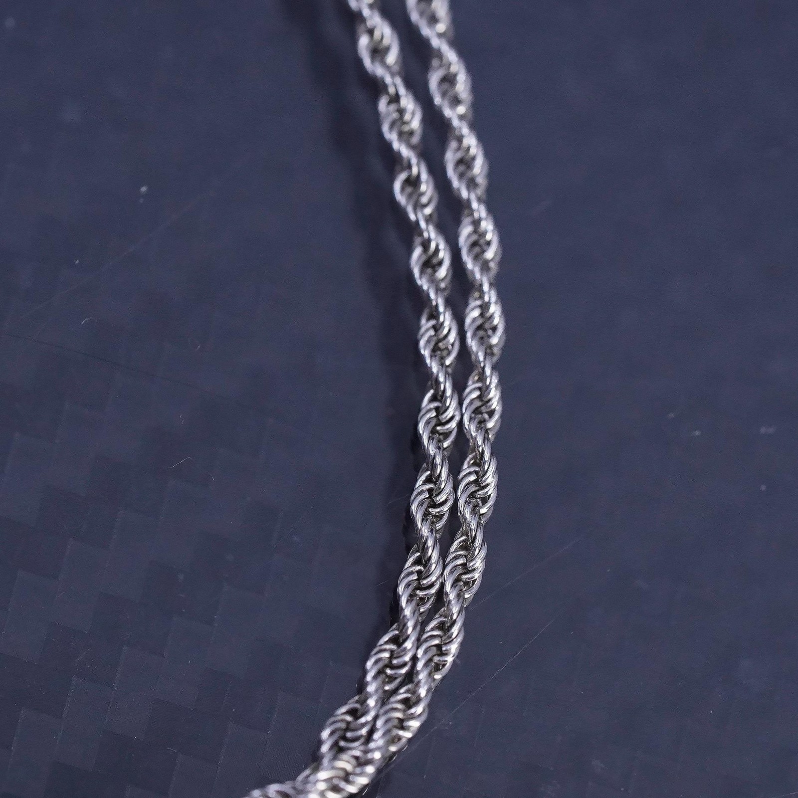 16” 1.6mm, vintage Italian sterling silver 925 French rope chain necklace