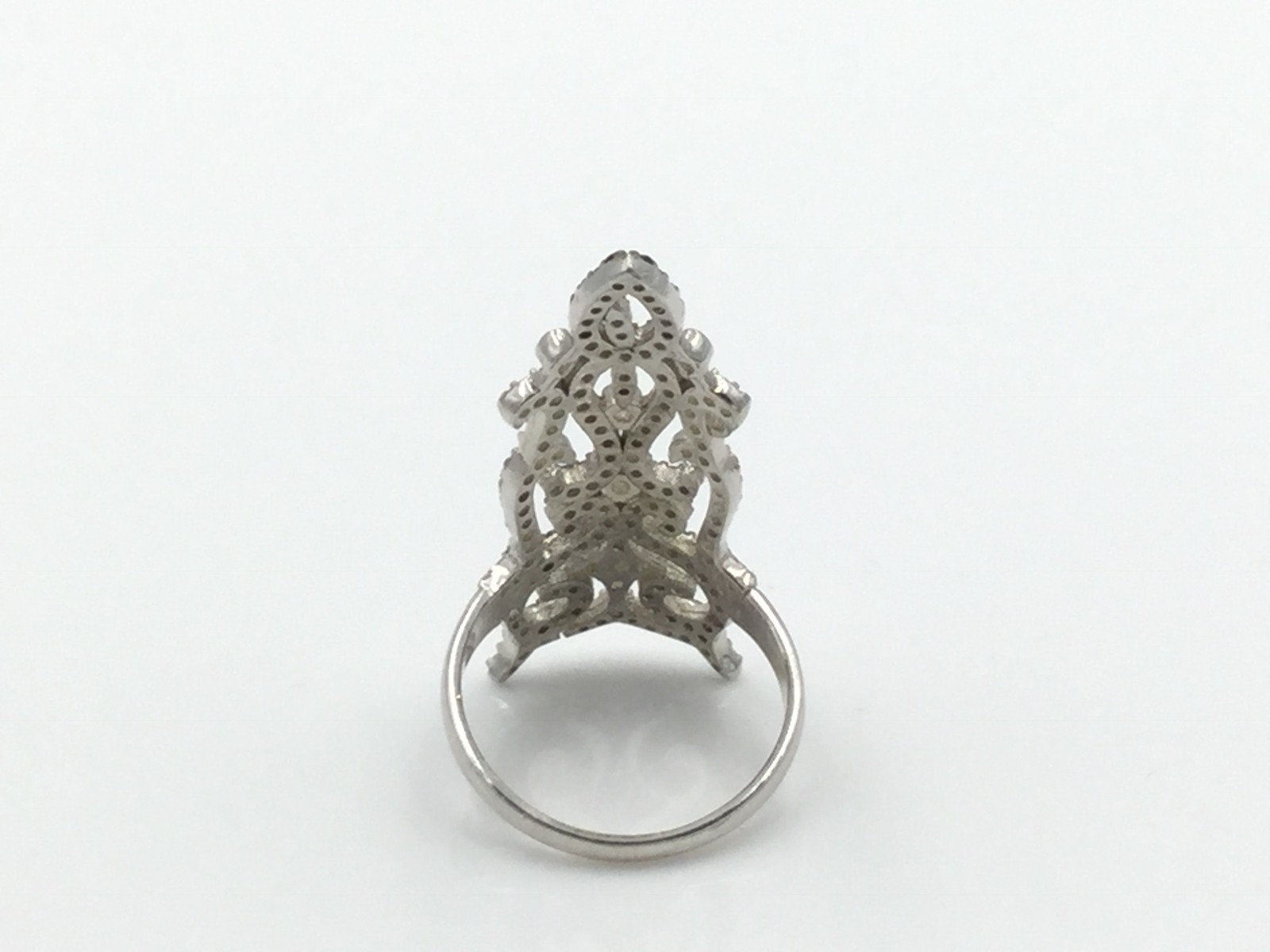 .925 STERLING SILVER BLACK & WHITE HIGH END CUBIC ZIRCONIA COCKTAIL RING