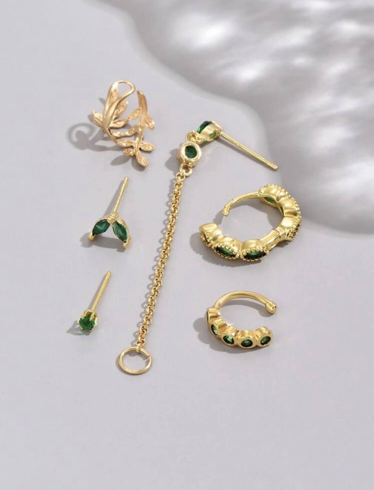 Elegant 6 Pcs / set Earrings Green Zirconia