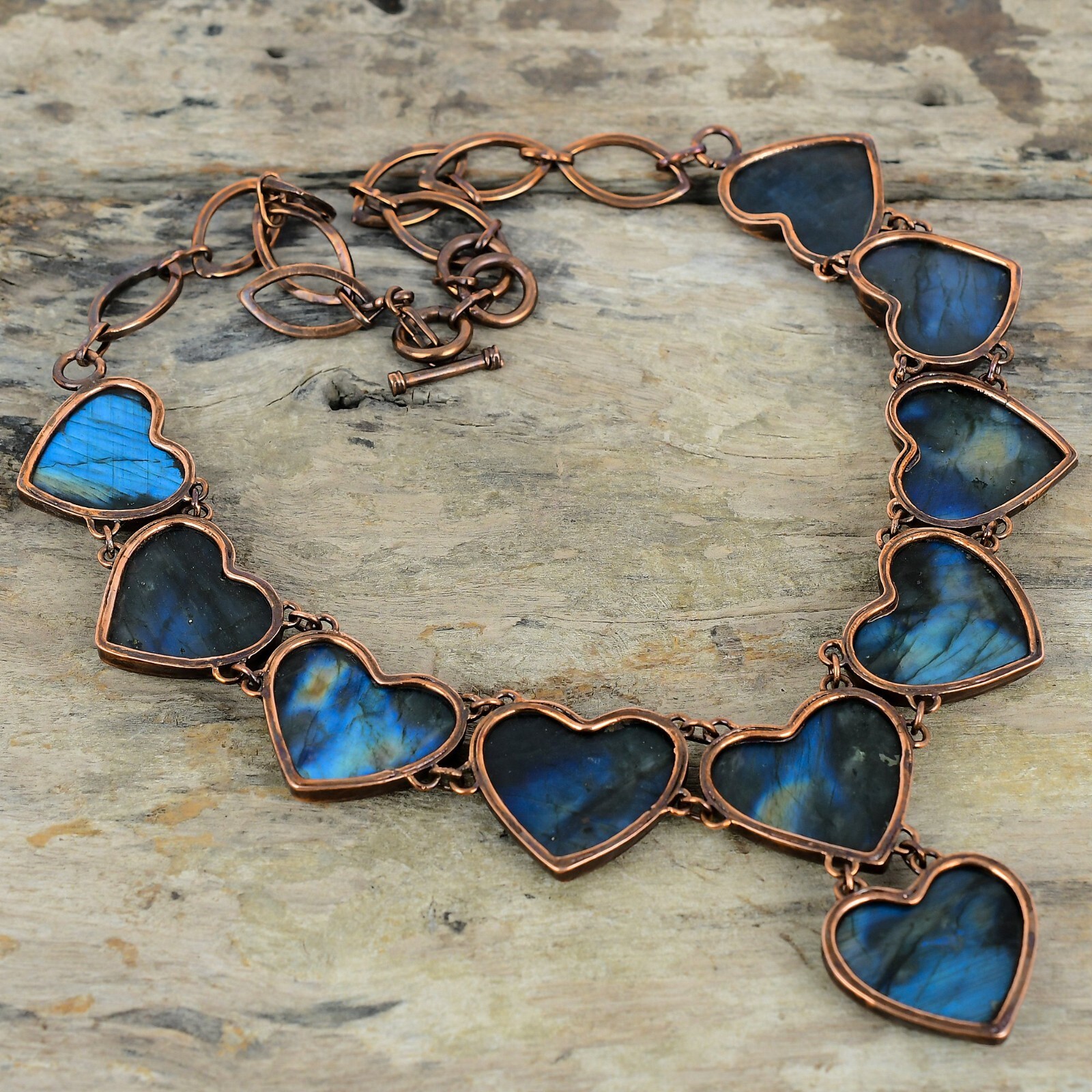 Labradorite Electroformed Adjustable Necklace Handcrafted Copper Holiday 18.0″