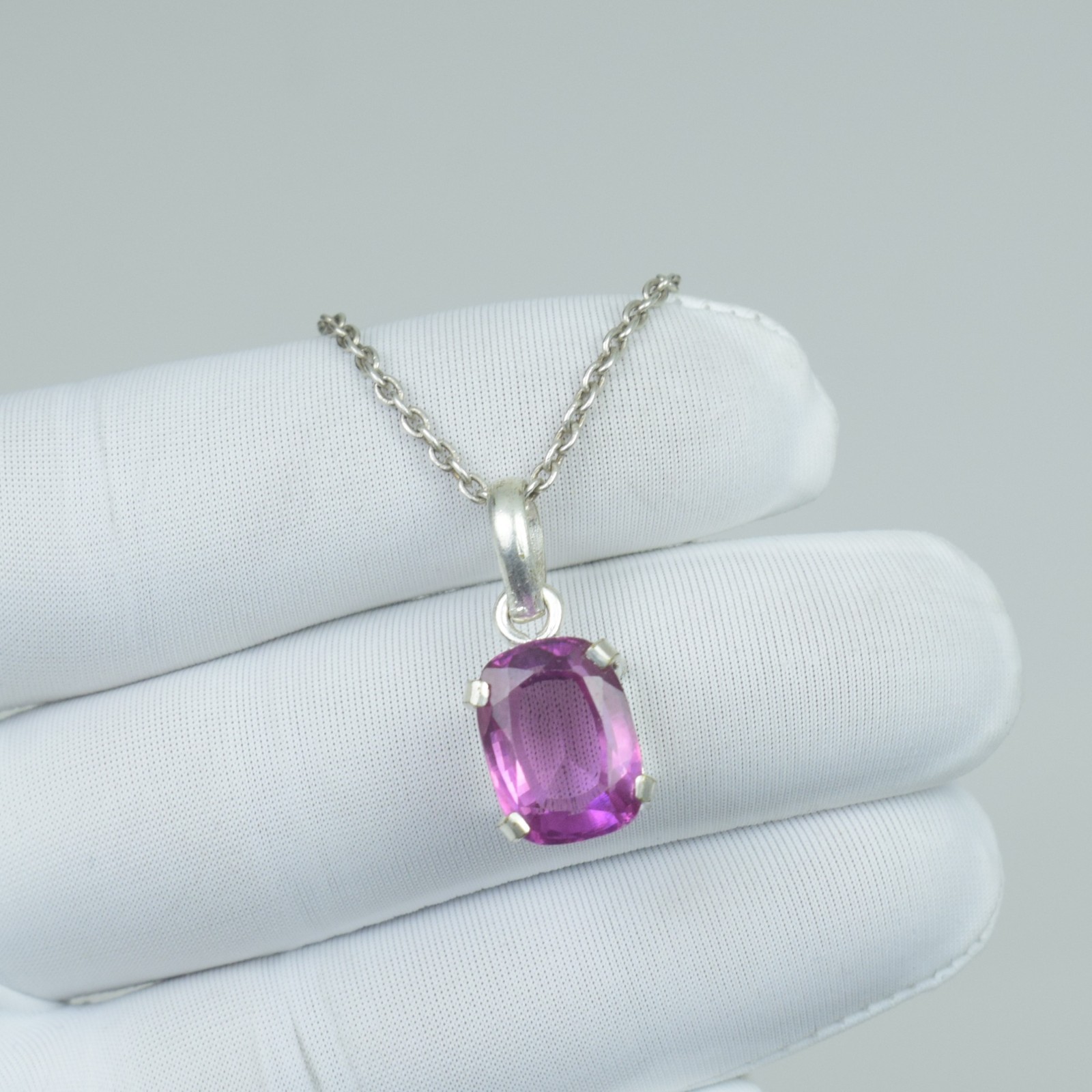Cushion Shape Pink Kunzite Necklace Jewelry, 925 Sterling Silver 21Cts Pendant,