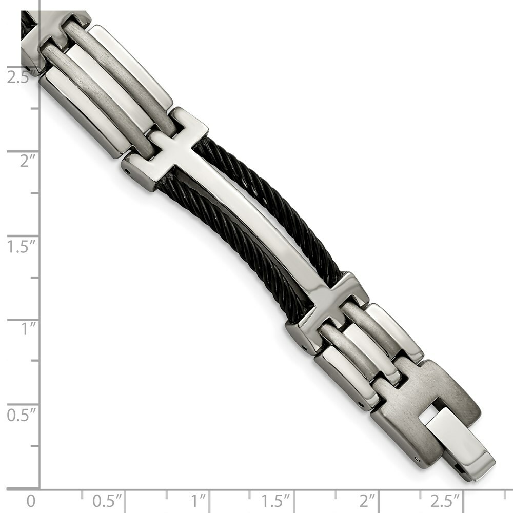 Titanium Brushed and Polished Black IP-plated 8.5in Bracelet