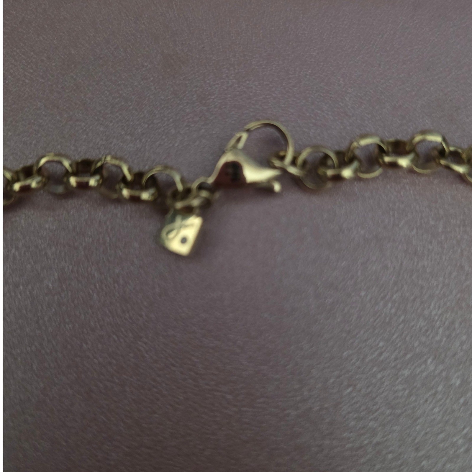 James Michelle Gold Rolo Link Chain Necklace with Rectangular Pendant