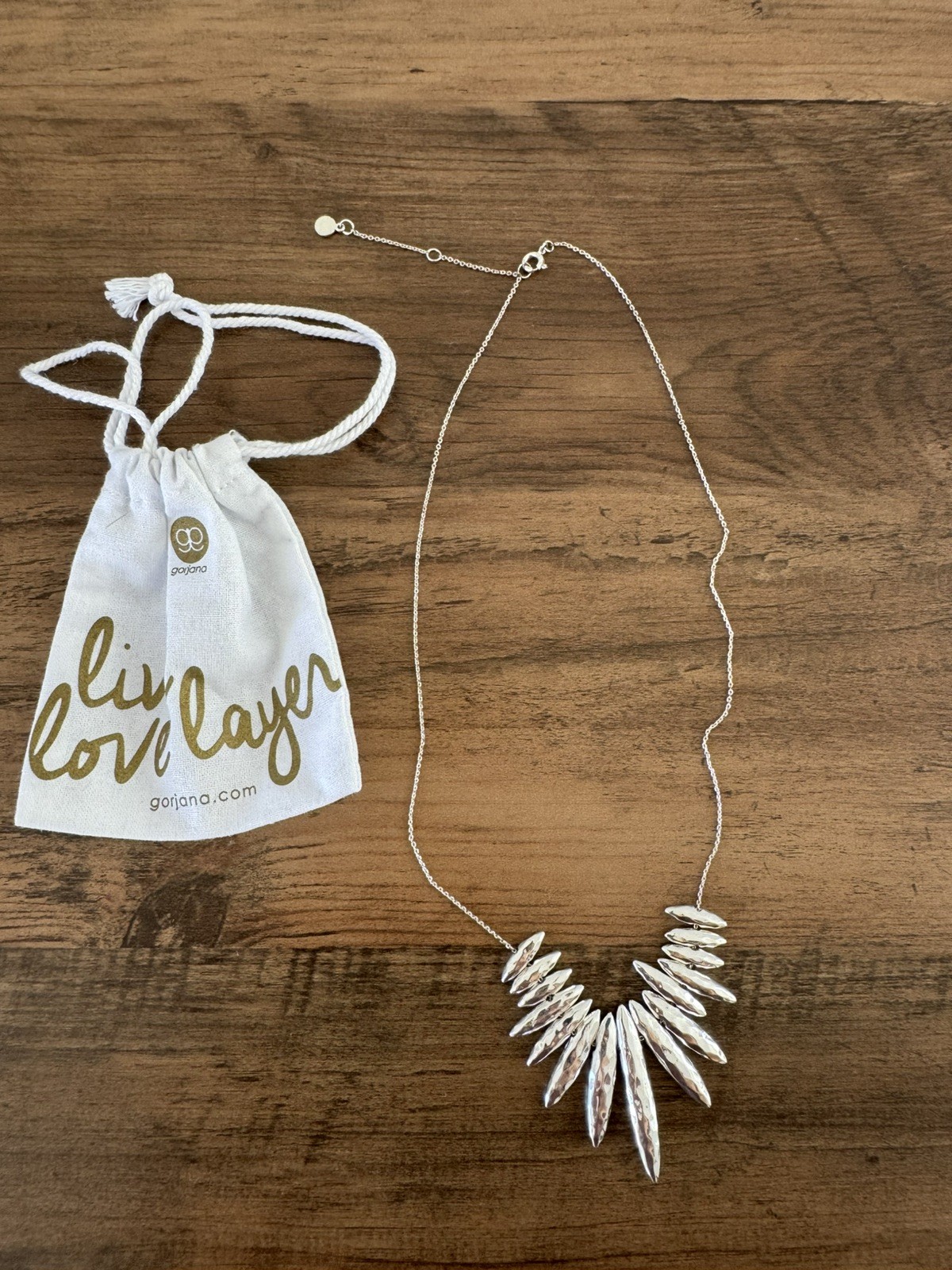 Gorjana Silver Spike Fringe Statement Necklace Dagger Bib Retired Boho Chic