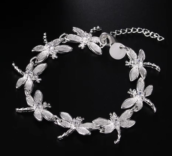 Silver Plated Crystal Dragonfly Bracelet 20cm (7.9 in)