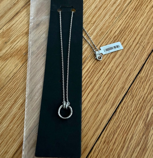 Banana Republic silver CZ sparkling circle necklace NWT