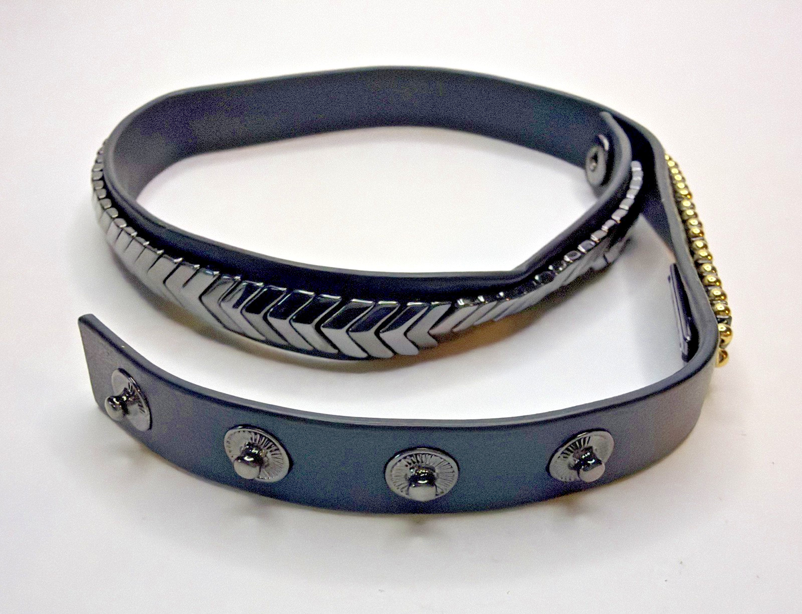 Stella & Dot Gilded Path Double Wrap Bracelet Hematite B352H With Box Black Gold