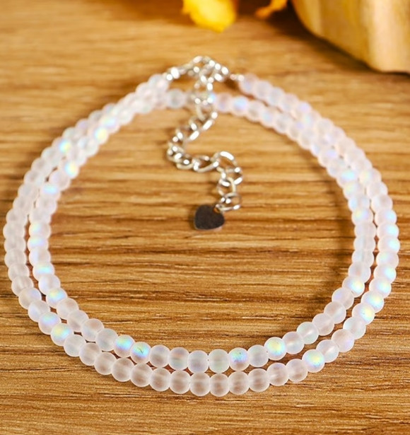Angel Aura Quartz 4mm Round Beaded Gemstone Choker Healing Women Necklace Gifts