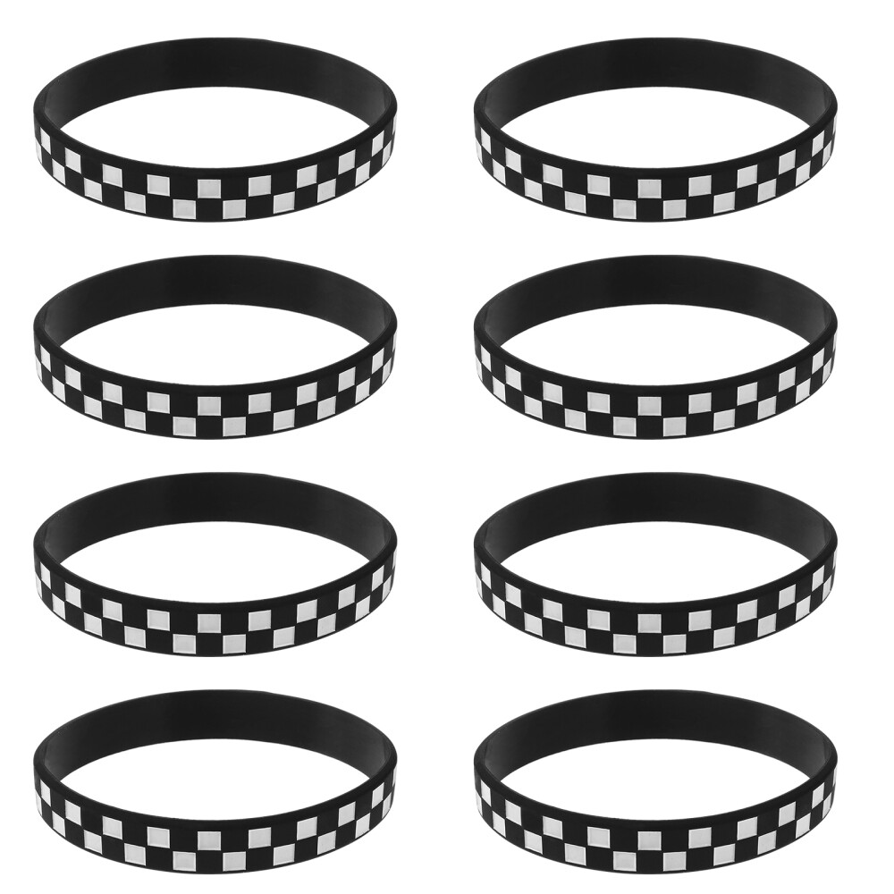 12PCS Silicone Checkered Wristbands Bracelets for Car Party Sports Event