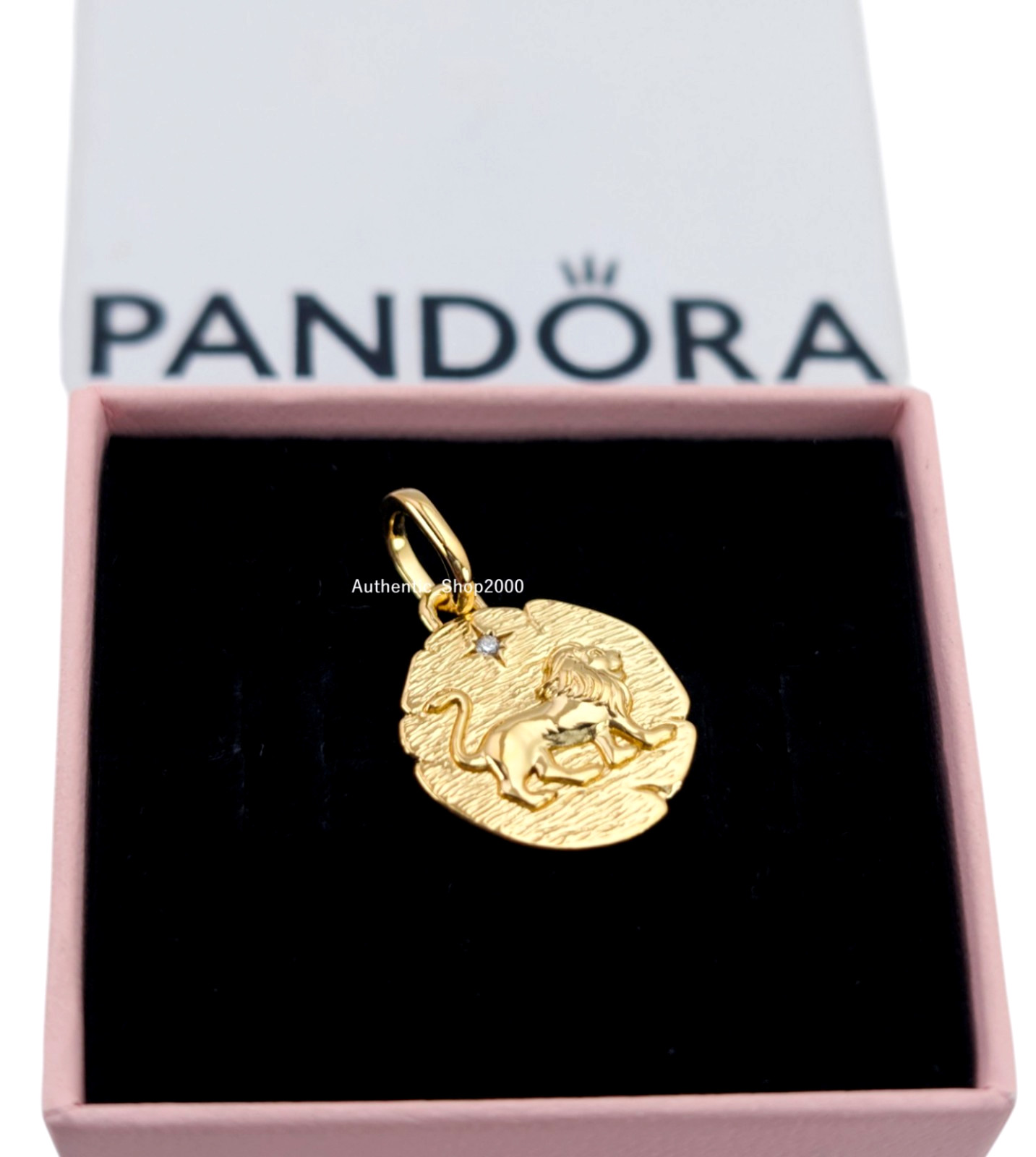 NEW 100% Authentic PANDORA 14K Gold P Brave Lion Medallion Coin Charm 763974C01