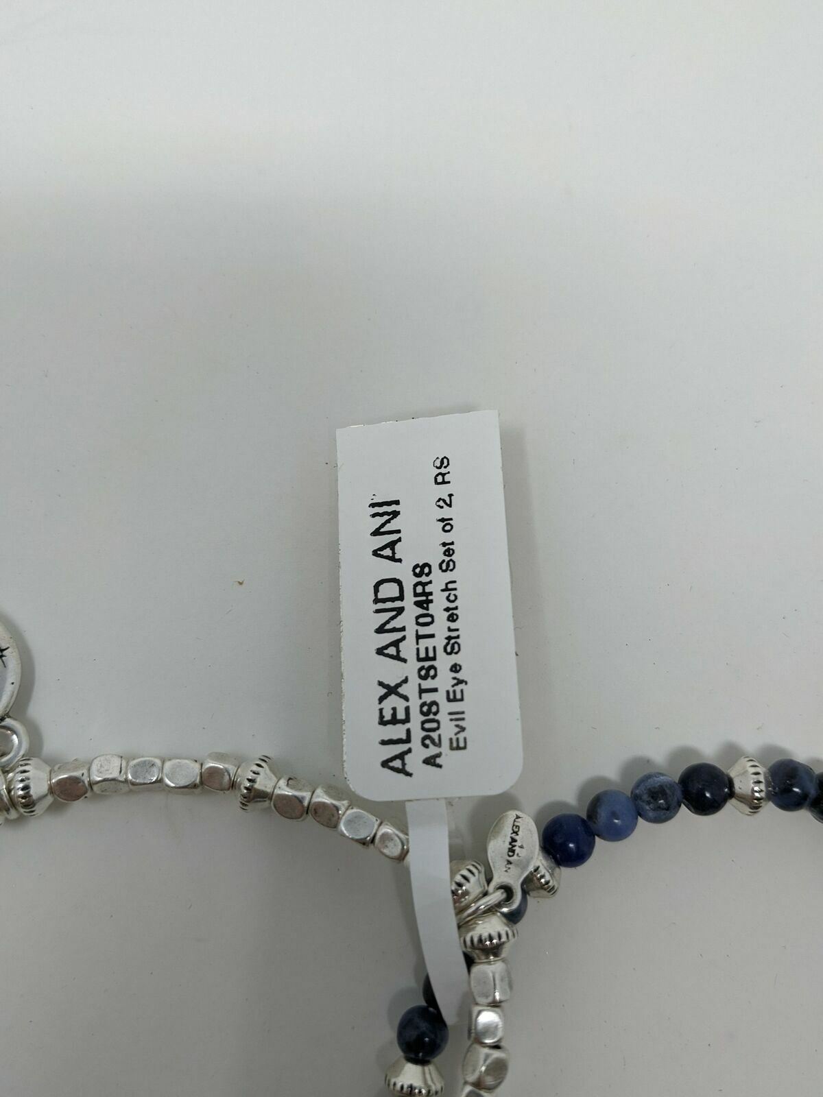Alex & Ani Evil Eye Charm Beaded Stretch Bracelets, Women’s Size 6″-7.5″ -Silver