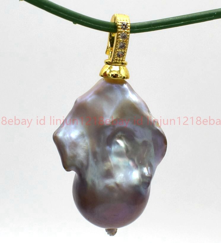 Huge 15x20mm Real Natural Purple Keshi Baroque Pearl Pendant