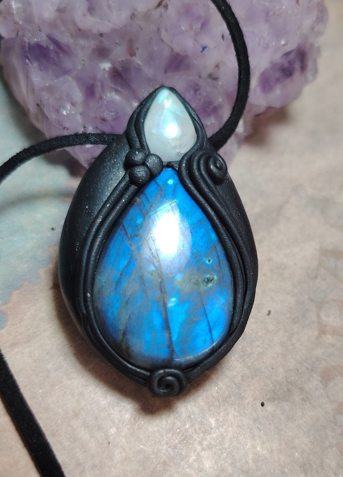 Lemurian Starseed Labradorite Crystal Necklace. 5d Awakening Spititual Jewelry