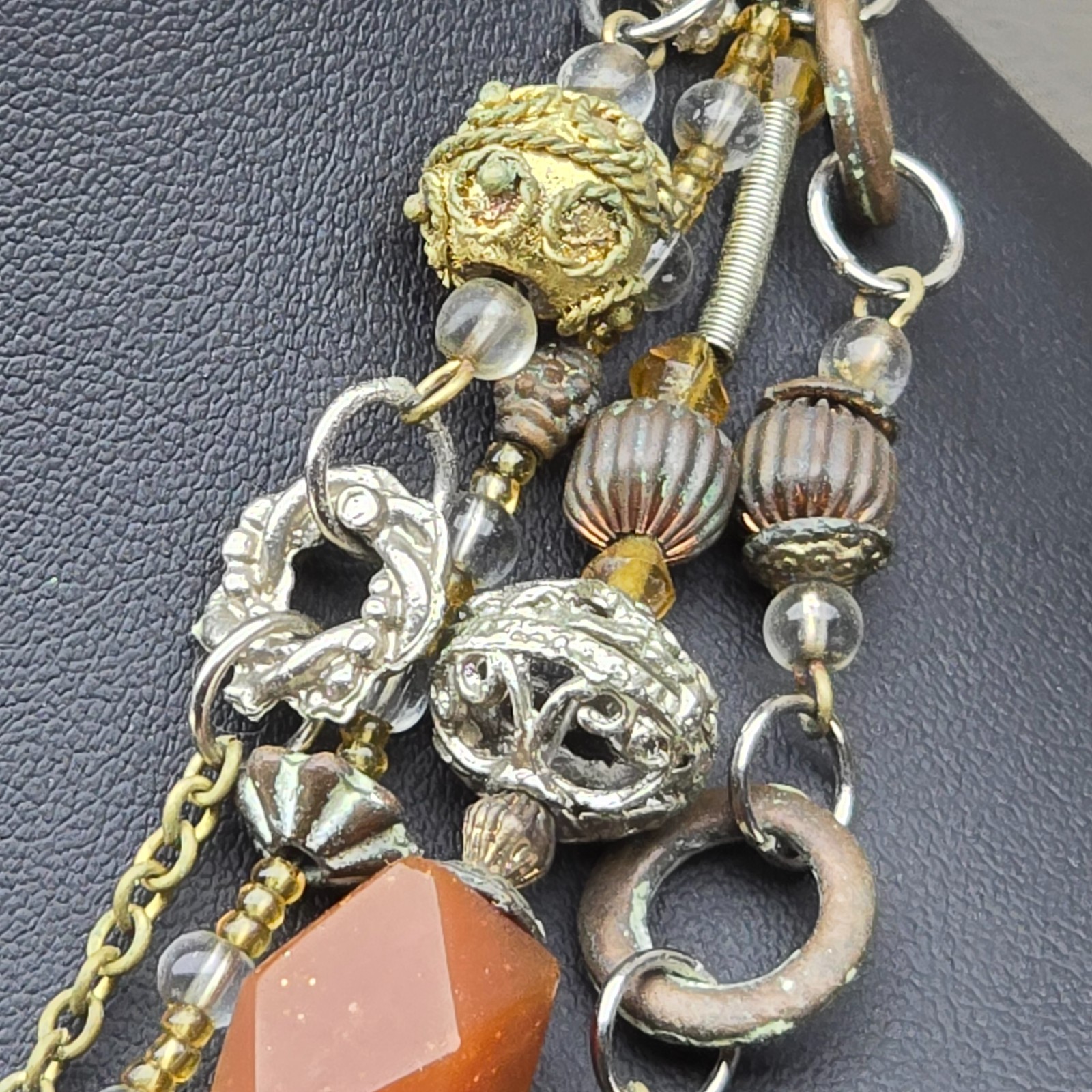 Necklace Statement Artisan Multi Strand Mixed Media Beads 20 Inch