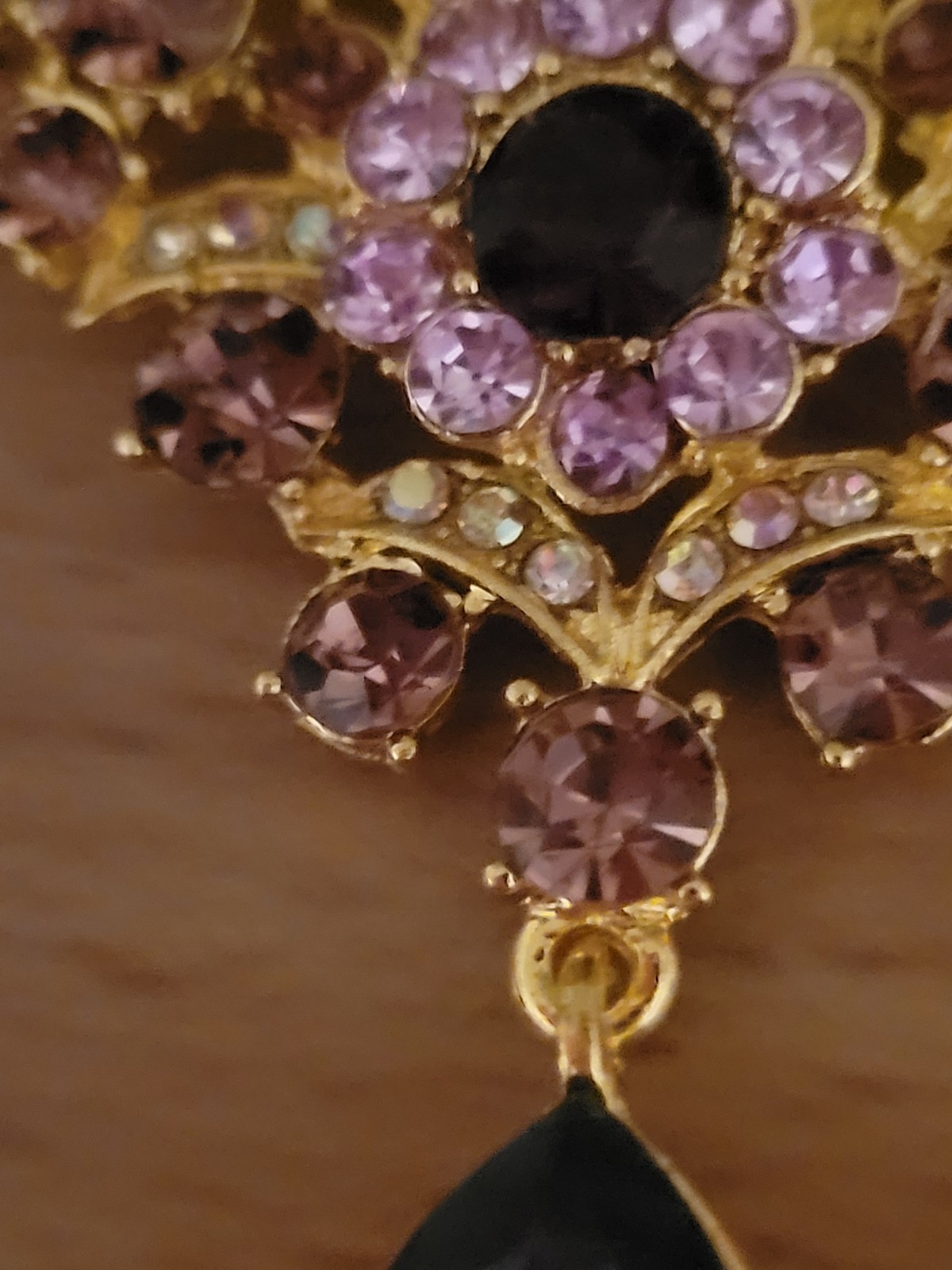 Stunning Purple Big 4″ Rhinestone Flower Teardrop Brooch All Occasion Pin P220-6