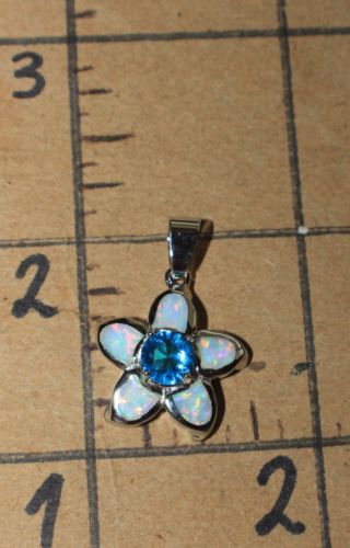 1 fire opal Cz necklace pendant gemstone silver jewelry elegant petite cocktail