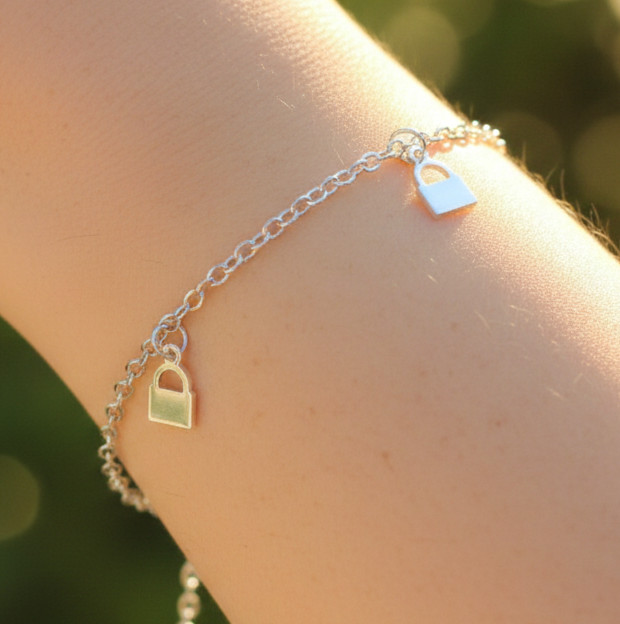 Elegant Silver Tone Padlock Bracelet Silver Plated Designer Bracelet For Women