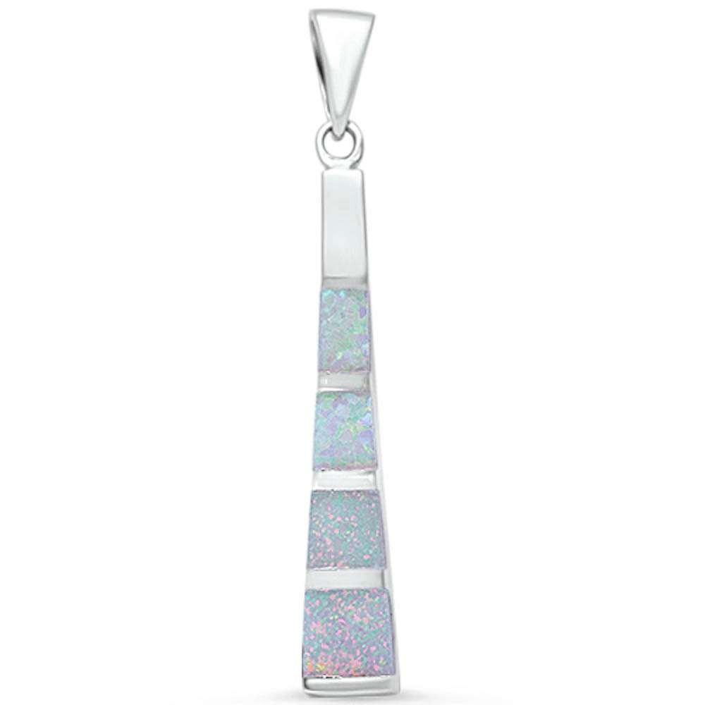 White Opal.925 Sterling Silver Bar Pendant