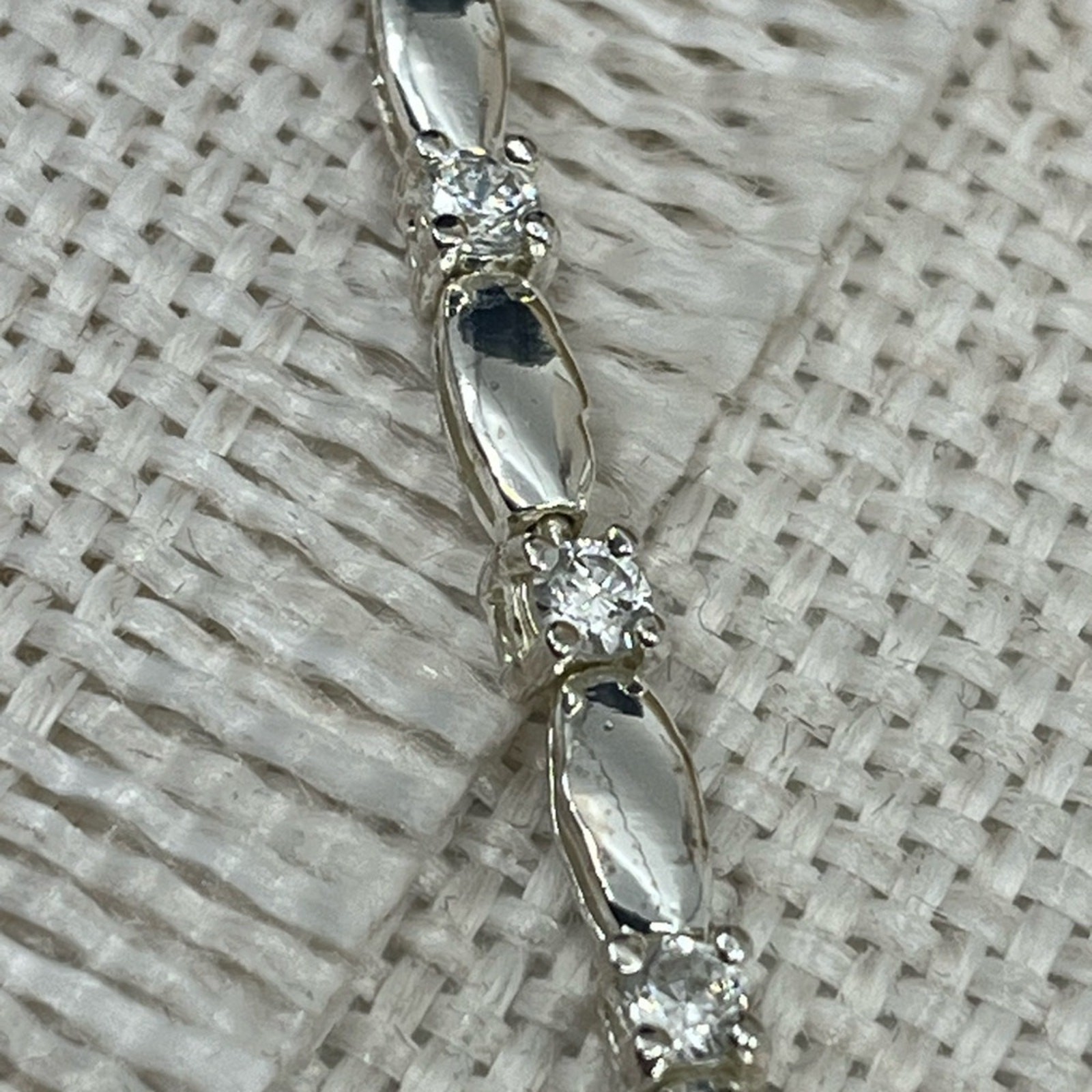 Vintage 7″ Sterling Silver Marquise & Round CZ Bracelet