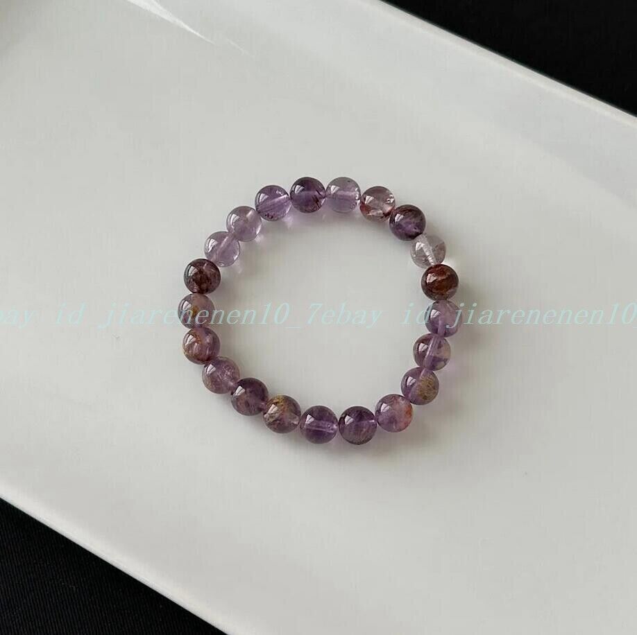 Natural 8mm Super Seven Stone Bracelet Super 7 Gemstone Stretch Bracelet Elastic