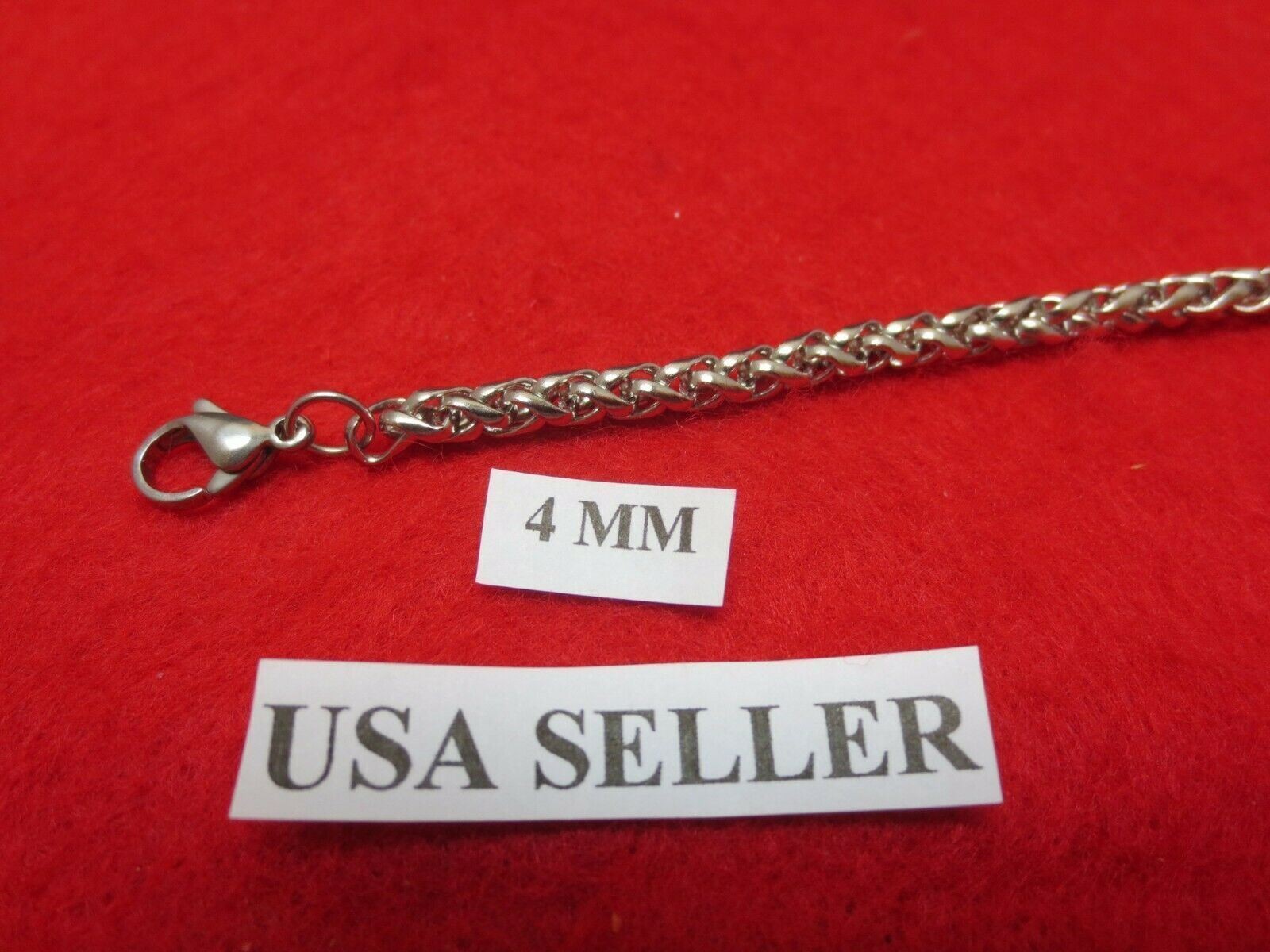 24″ 4mm Stainless Steel Silver Braided Wheat Rope Chain Necklace USA Seller