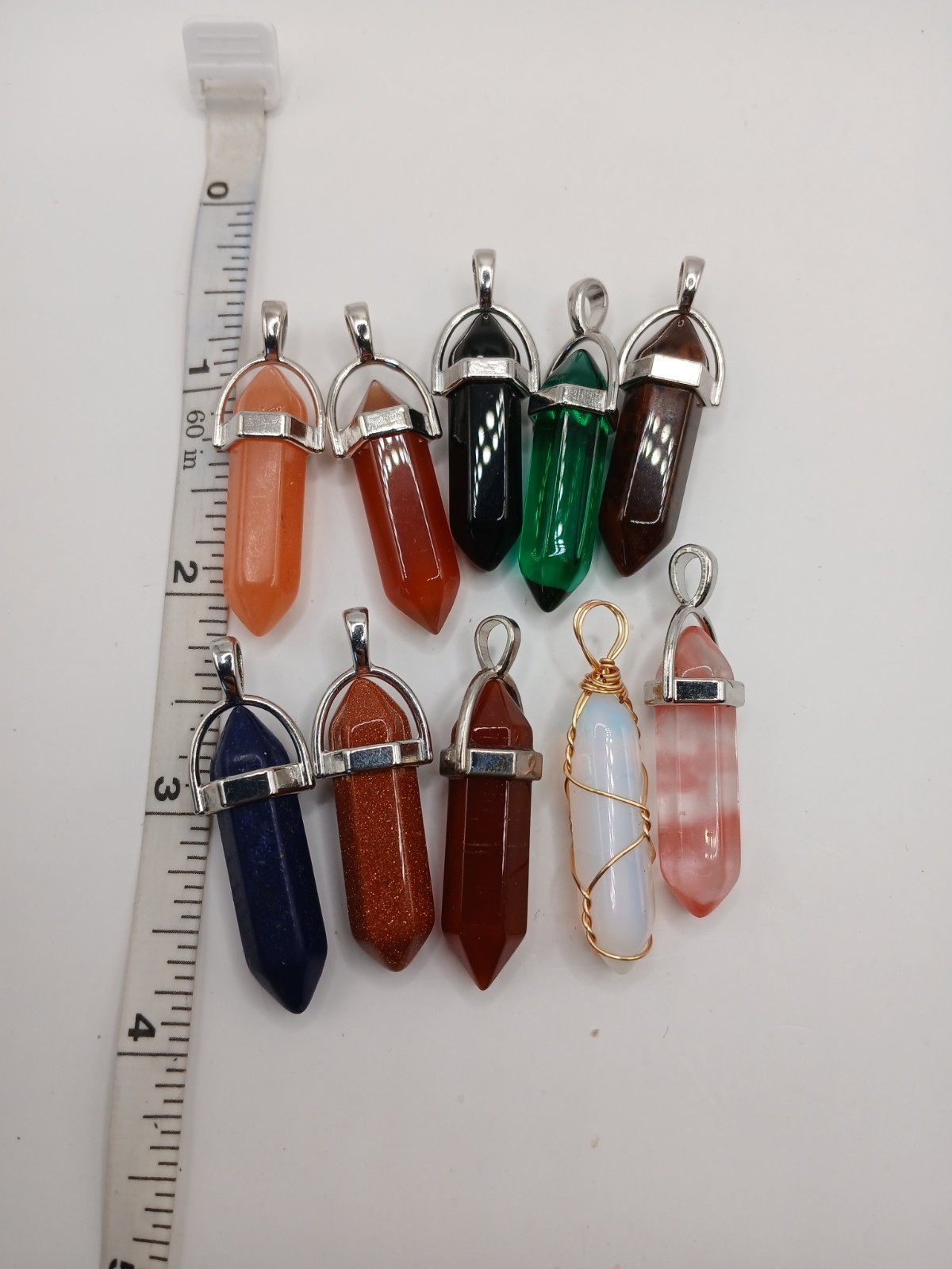 HEXAGONAL GEMSTONE GOOD LUCK PENDANT (ASSORTED GEMSTONES)